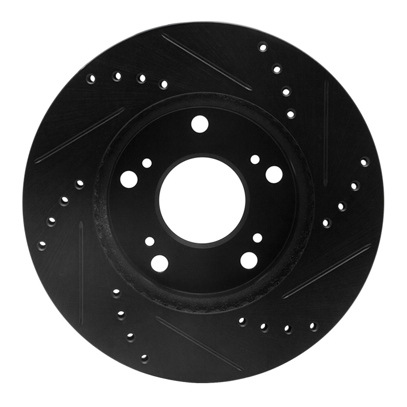 Acura ILX Brake Rotor (1) - Front Left - R1 Concepts - Drilled & Slotted - Black - `12-`15